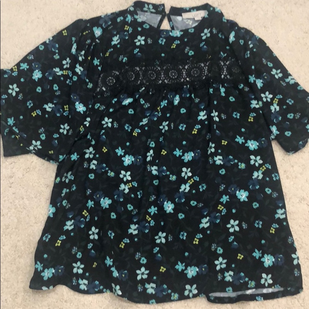 Black and blue floral blouse
